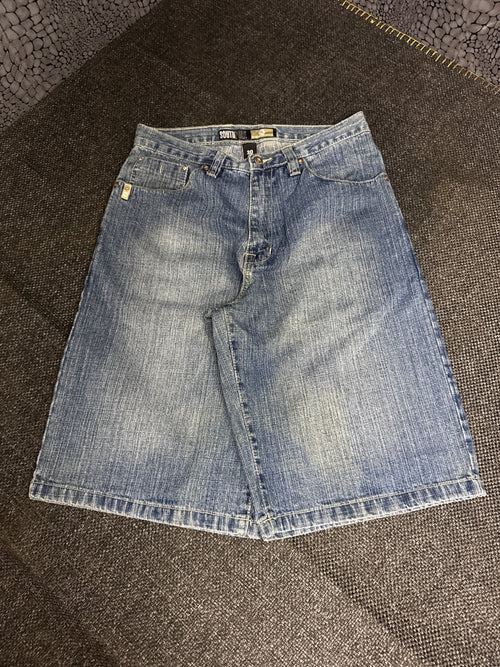 [V0148de] Vintage seltene Southpole y2k / 2000s blaue baggy jeans shorts (Gold Tab)