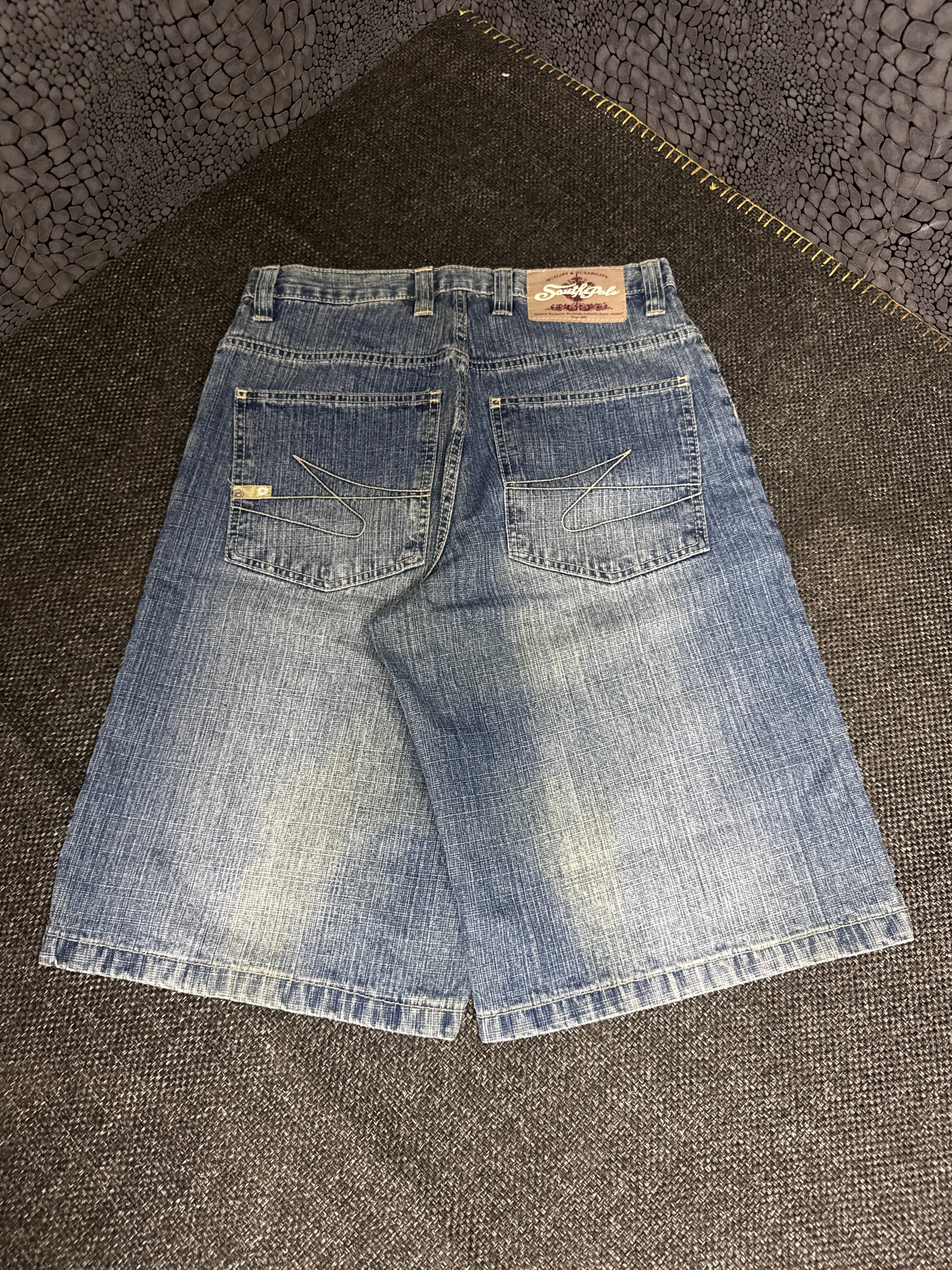[V0148de] Vintage seltene Southpole y2k / 2000s blaue baggy jeans shorts (Gold Tab)