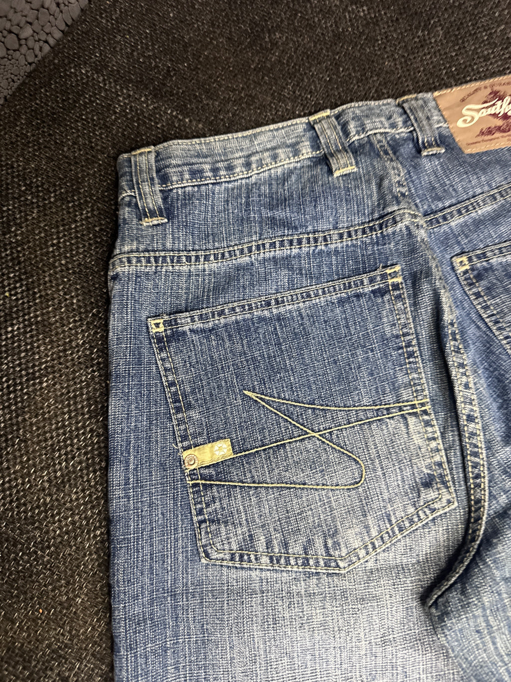 [V0148de] Vintage seltene Southpole y2k / 2000s blaue baggy jeans shorts (Gold Tab)