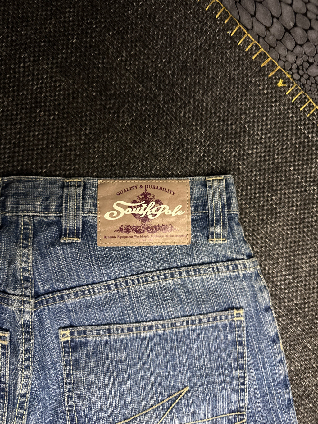 [V0148de] Vintage seltene Southpole y2k / 2000s blaue baggy jeans shorts (Gold Tab)