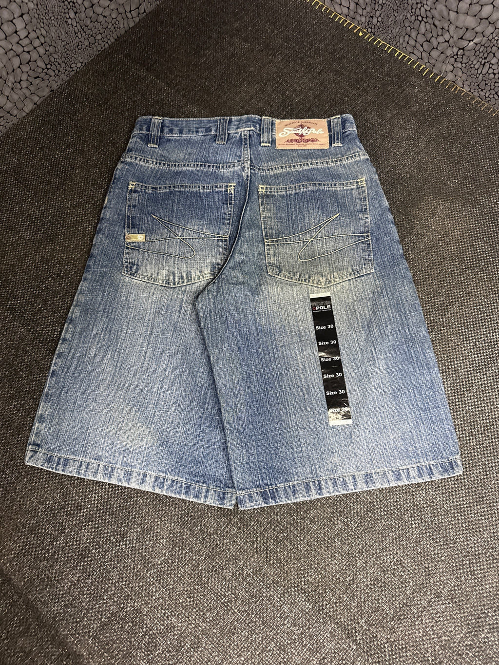 [V0150de] Vintage seltene Southpole y2k / 2000s blaue baggy jeans shorts (Gold Tab)