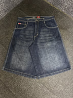[V0661de] Vintage y2k Southpole marineblaue baggy jeans shorts (Red Tab)