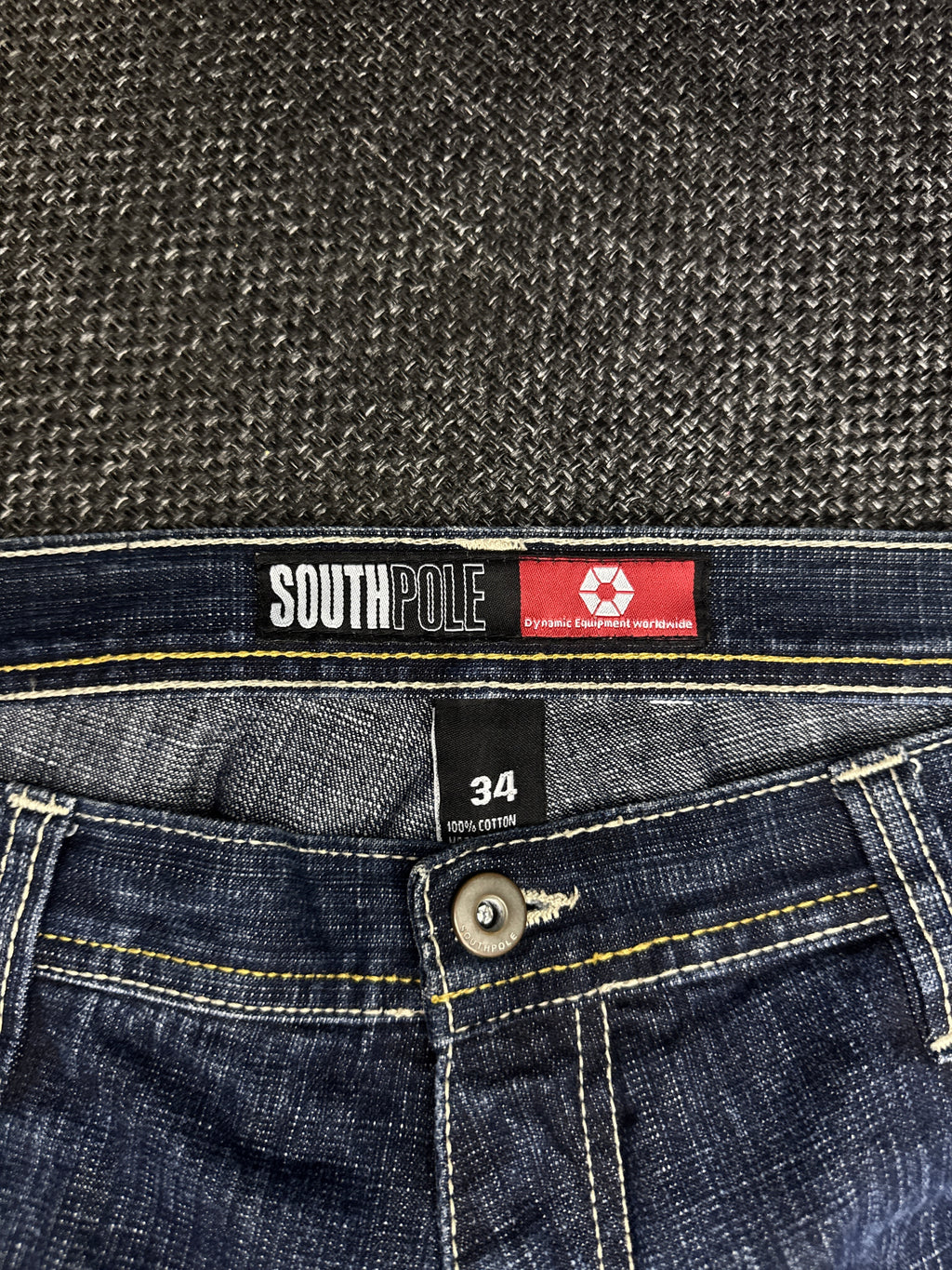 [V0661de] Vintage y2k Southpole marineblaue baggy jeans shorts (Red Tab)