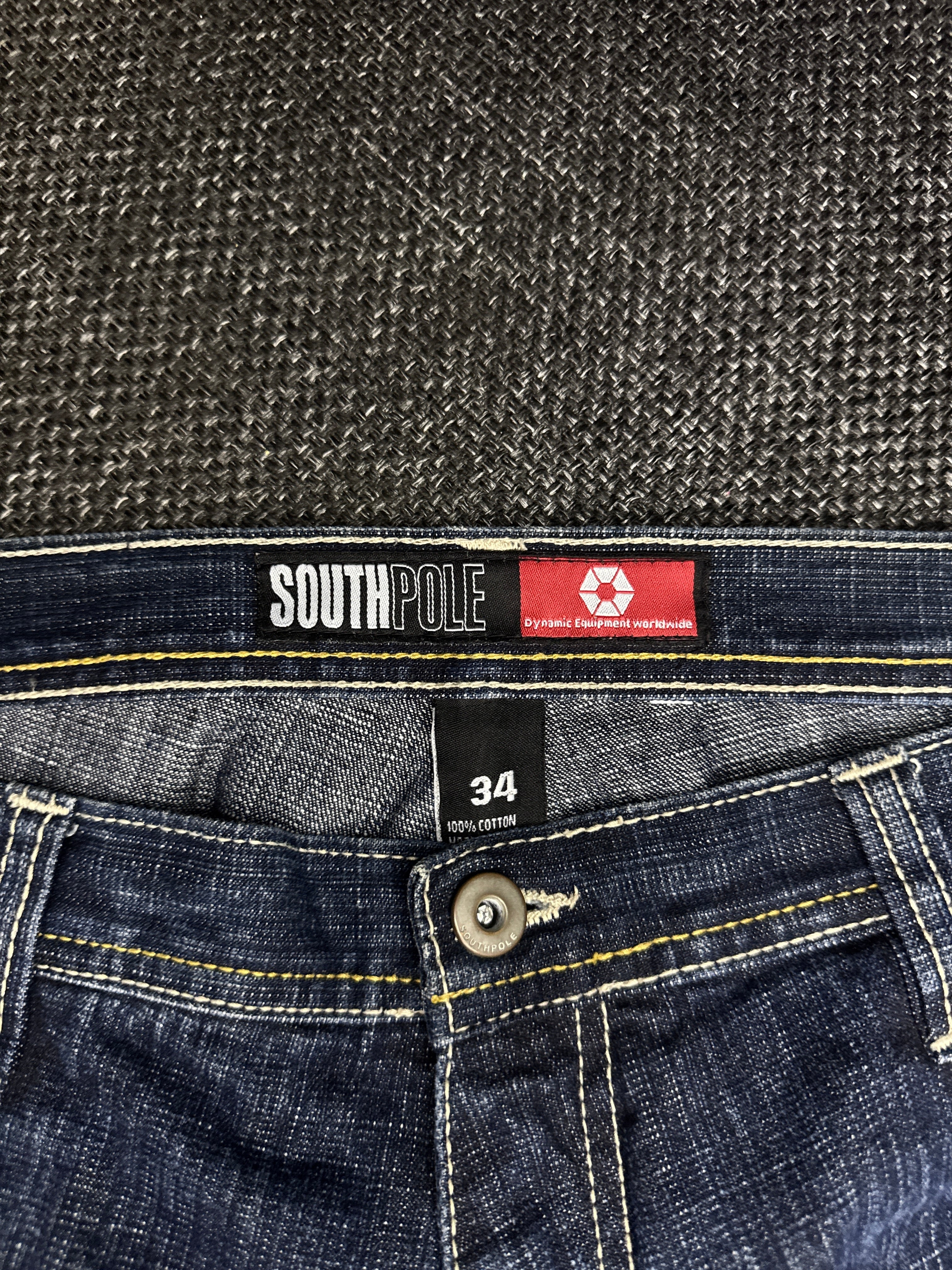 [V0661de] Vintage y2k Southpole marineblaue baggy jeans shorts (Red Tab)