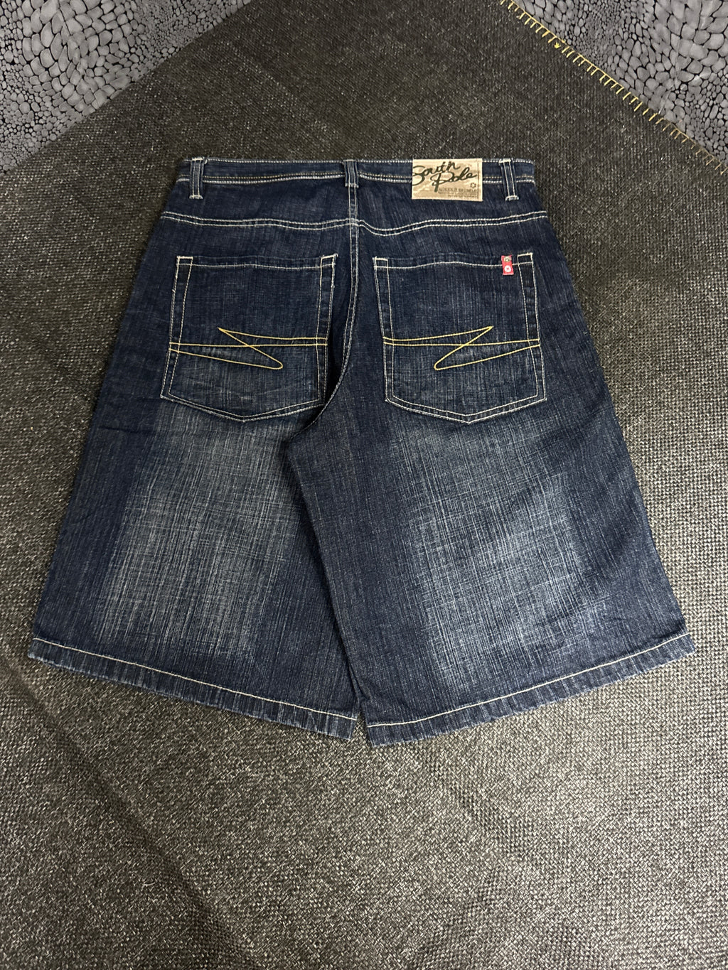 [V0661de] Vintage y2k Southpole marineblaue baggy jeans shorts (Red Tab)