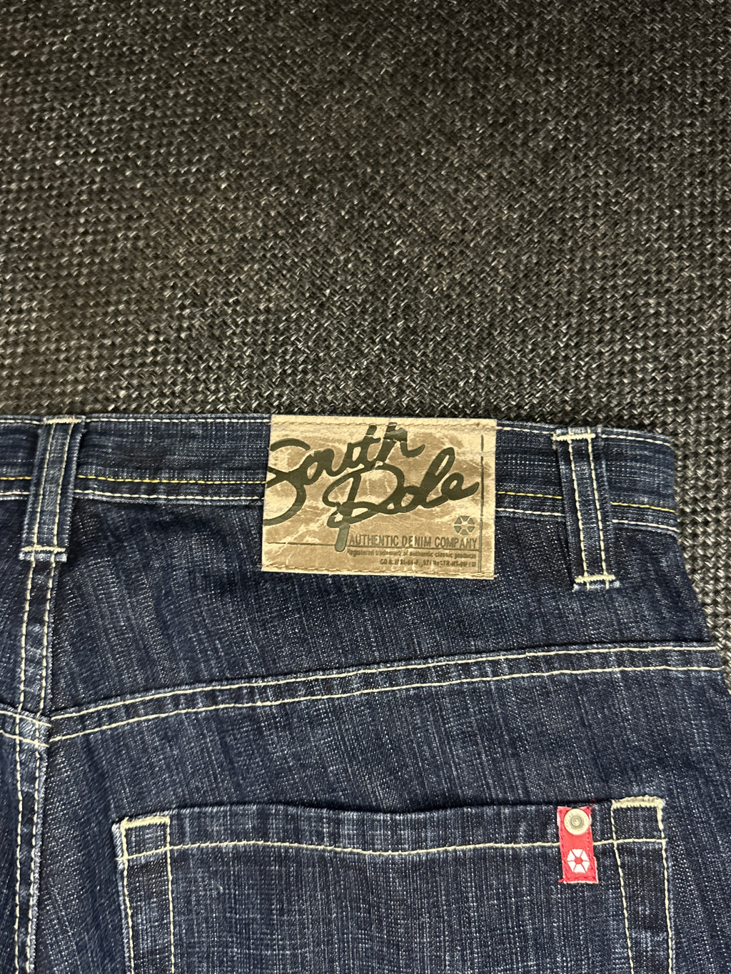 [V0661de] Vintage y2k Southpole marineblaue baggy jeans shorts (Red Tab)