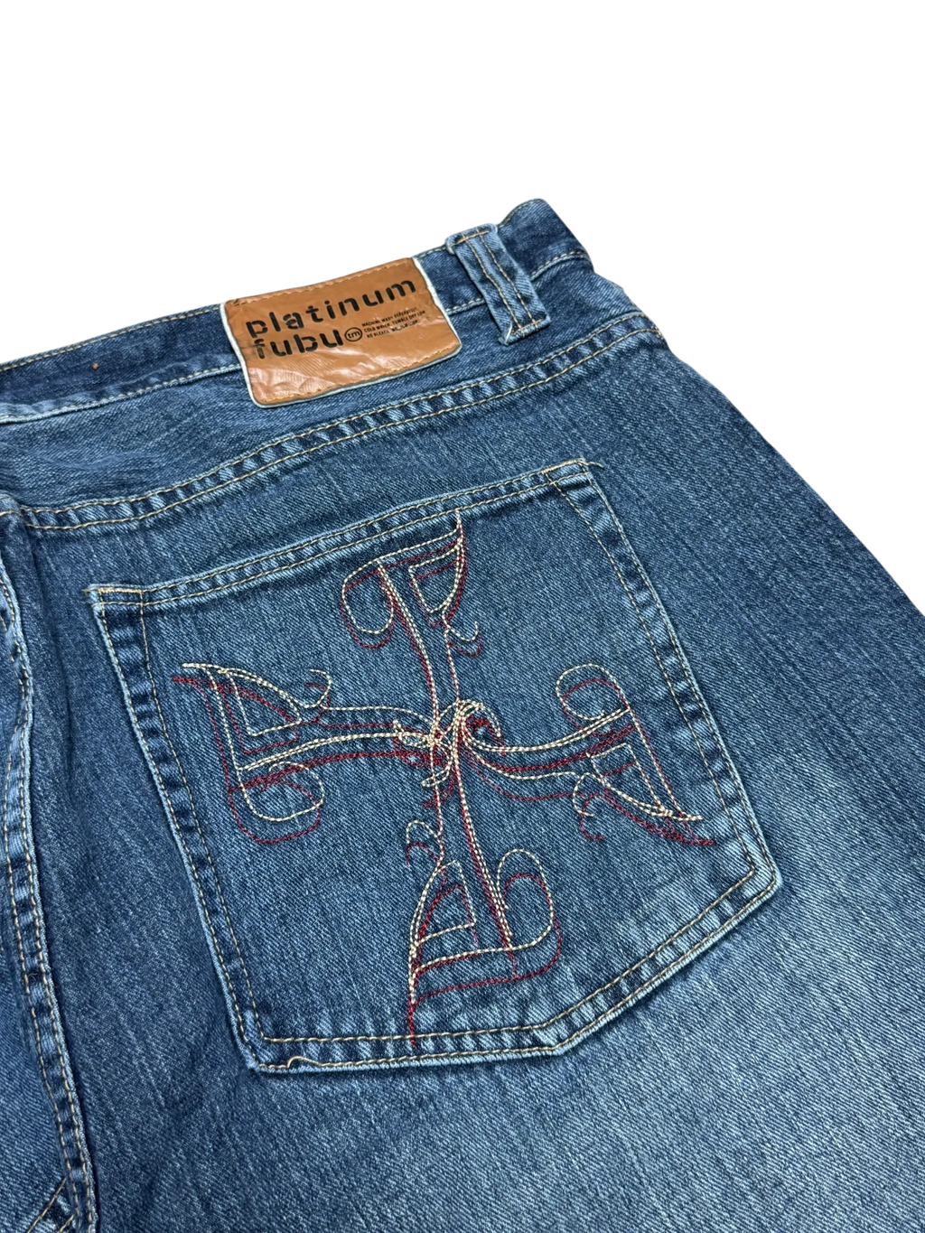 [V0949] Vintage y2k / 2000s Fubu blaue baggy jeans (Platinum Fubu)