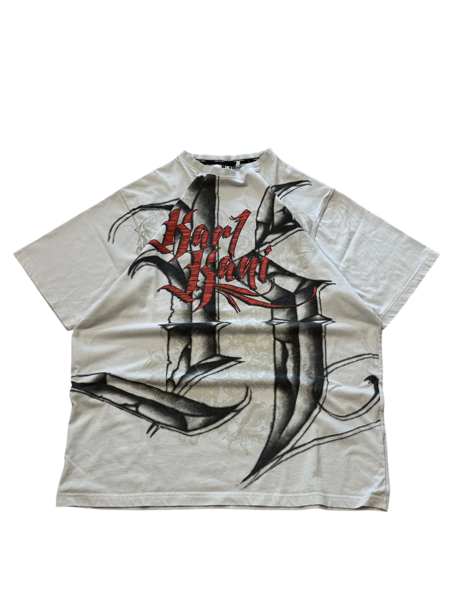 [V0884de] Vintage y2k Karl Kani weiß rotes T-Shirt