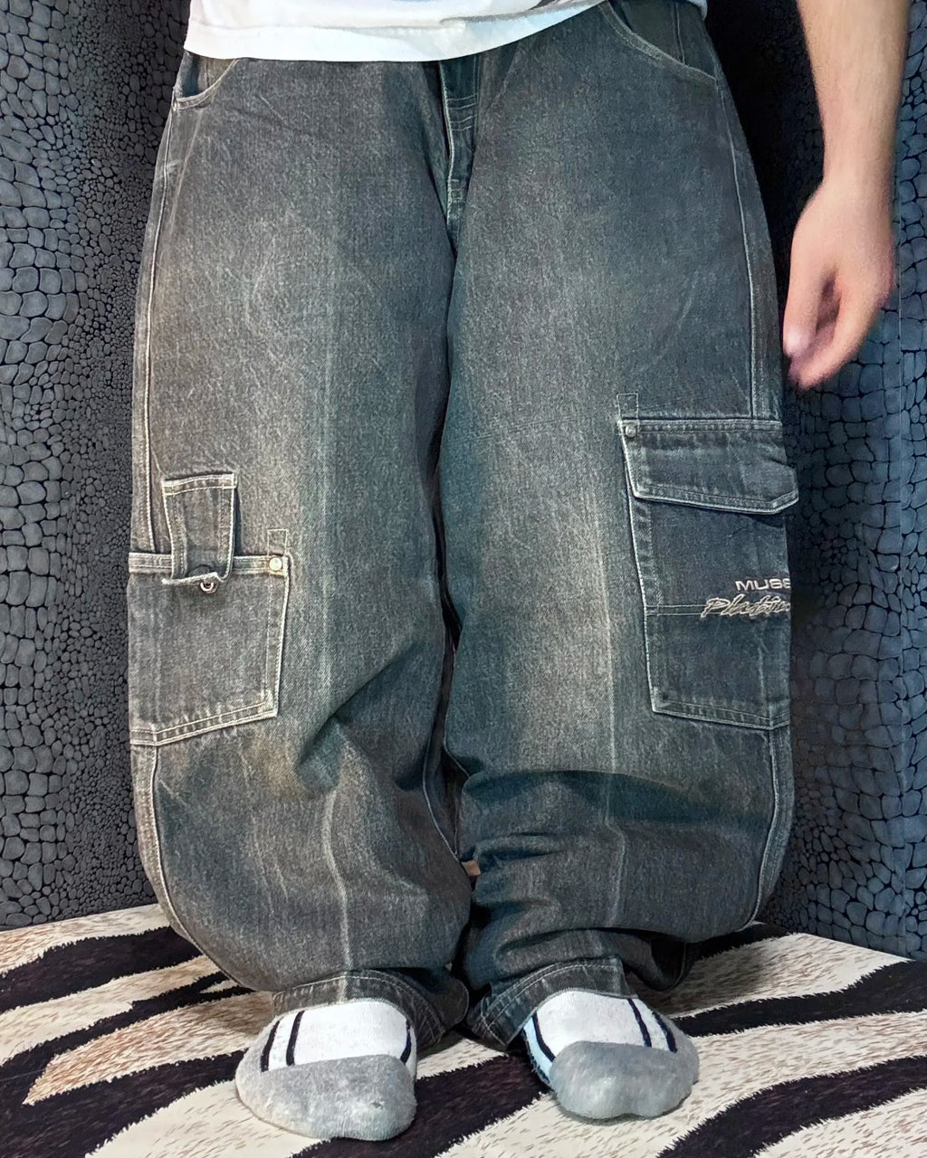 [V0772] Vintage y2k Musso schwarze baggy jeans