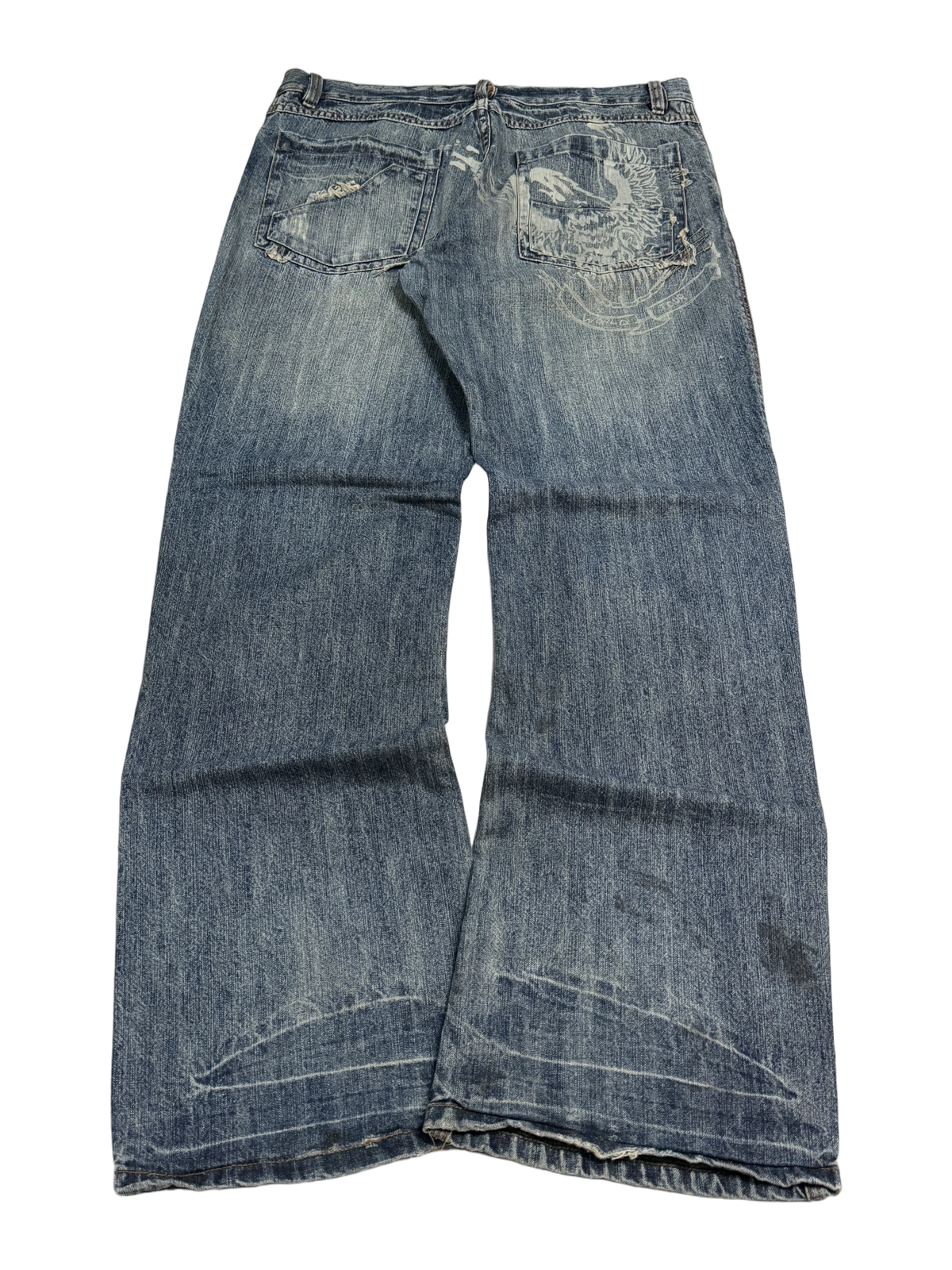 [V0194] Vintage y2k Subscribe blaue straight jeans