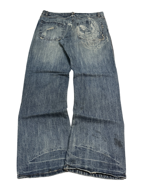 [V0194] Vintage y2k Subscribe blaue straight jeans