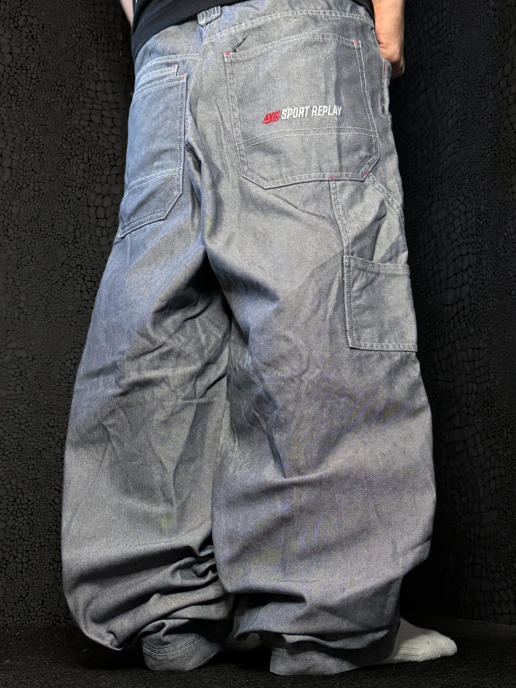 [V0741] Vintage y2k Sport Replay silberne baggy jeans