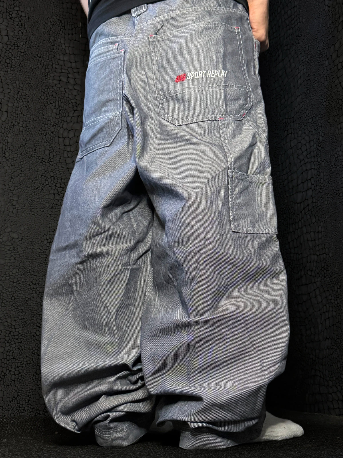 [V0741] Vintage y2k Sport Replay silberne baggy jeans