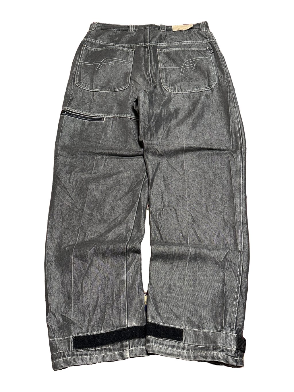 [V0743] Vintage y2k Razzo silberne baggy jeans