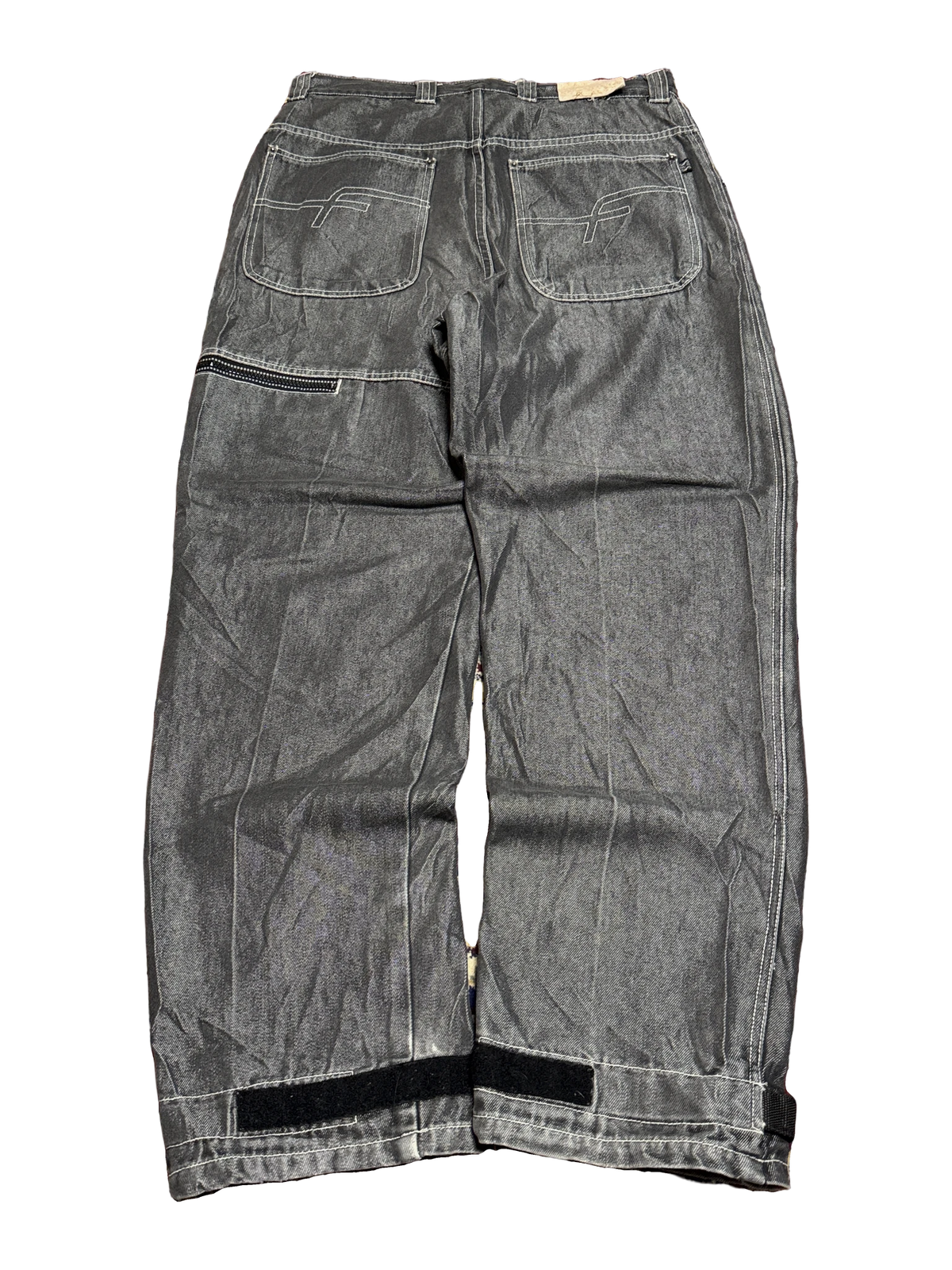 [V0743] Vintage y2k Razzo silberne baggy jeans