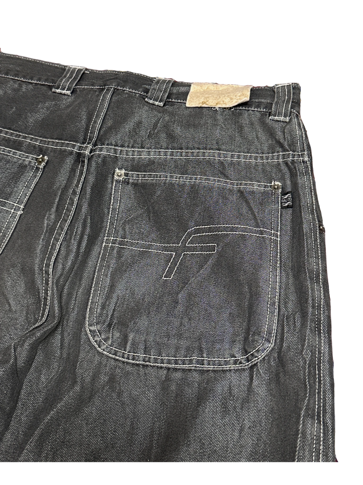 [V0743] Vintage y2k Razzo silberne baggy jeans