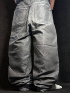 [V0743] Vintage y2k Razzo silberne baggy jeans