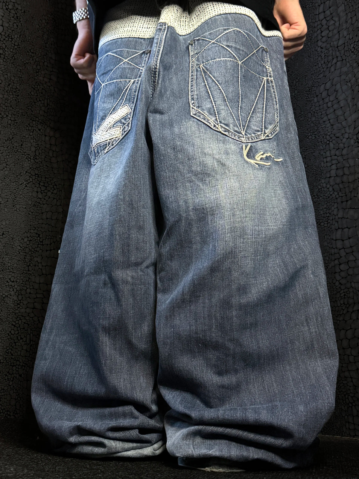 [V1055de] Vintage y2k Karl Kani blaue baggy jeans