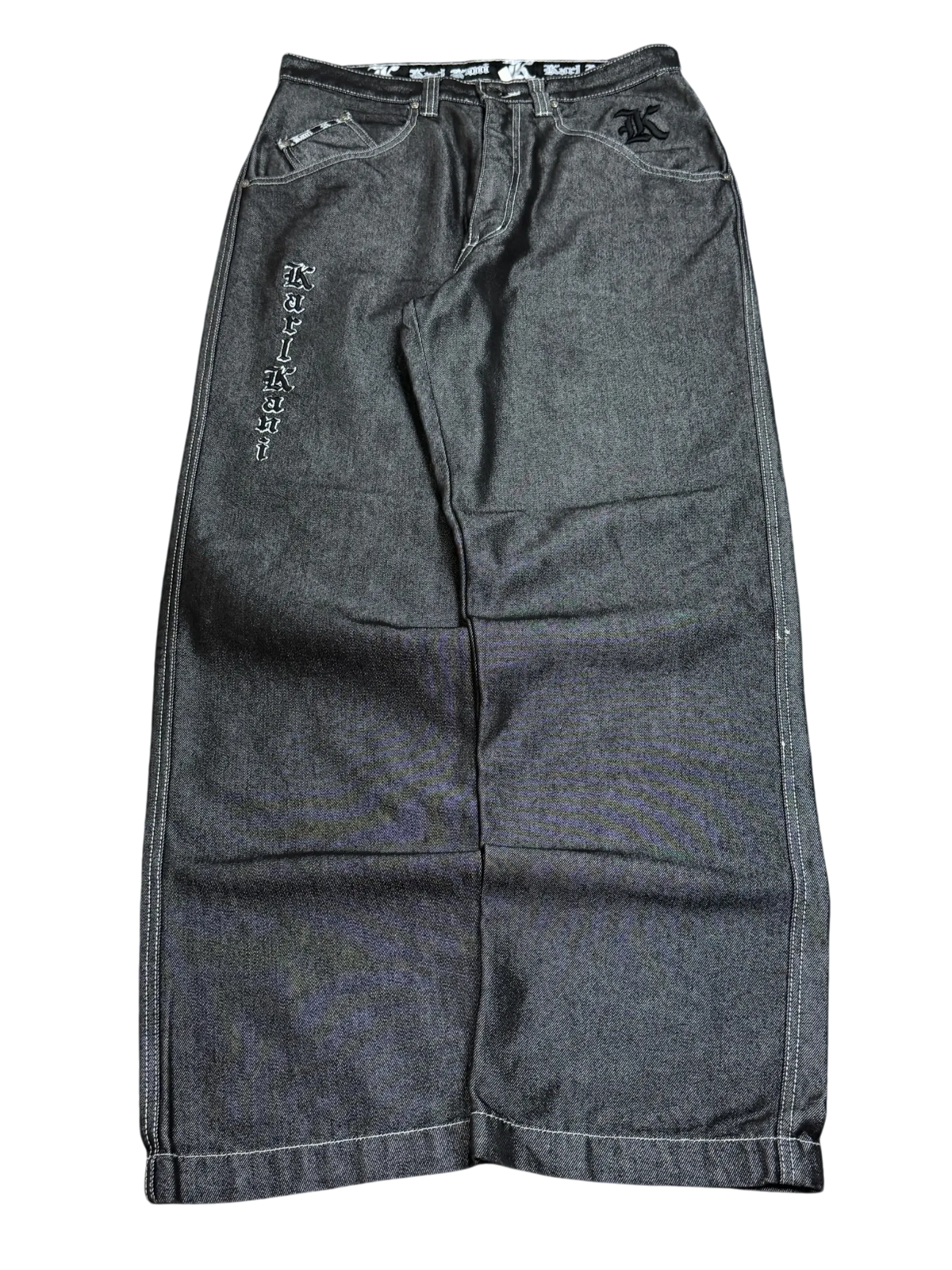 [V1057] Vintage y2k Karl Kani silberne shiny baggy jeans (Compton)