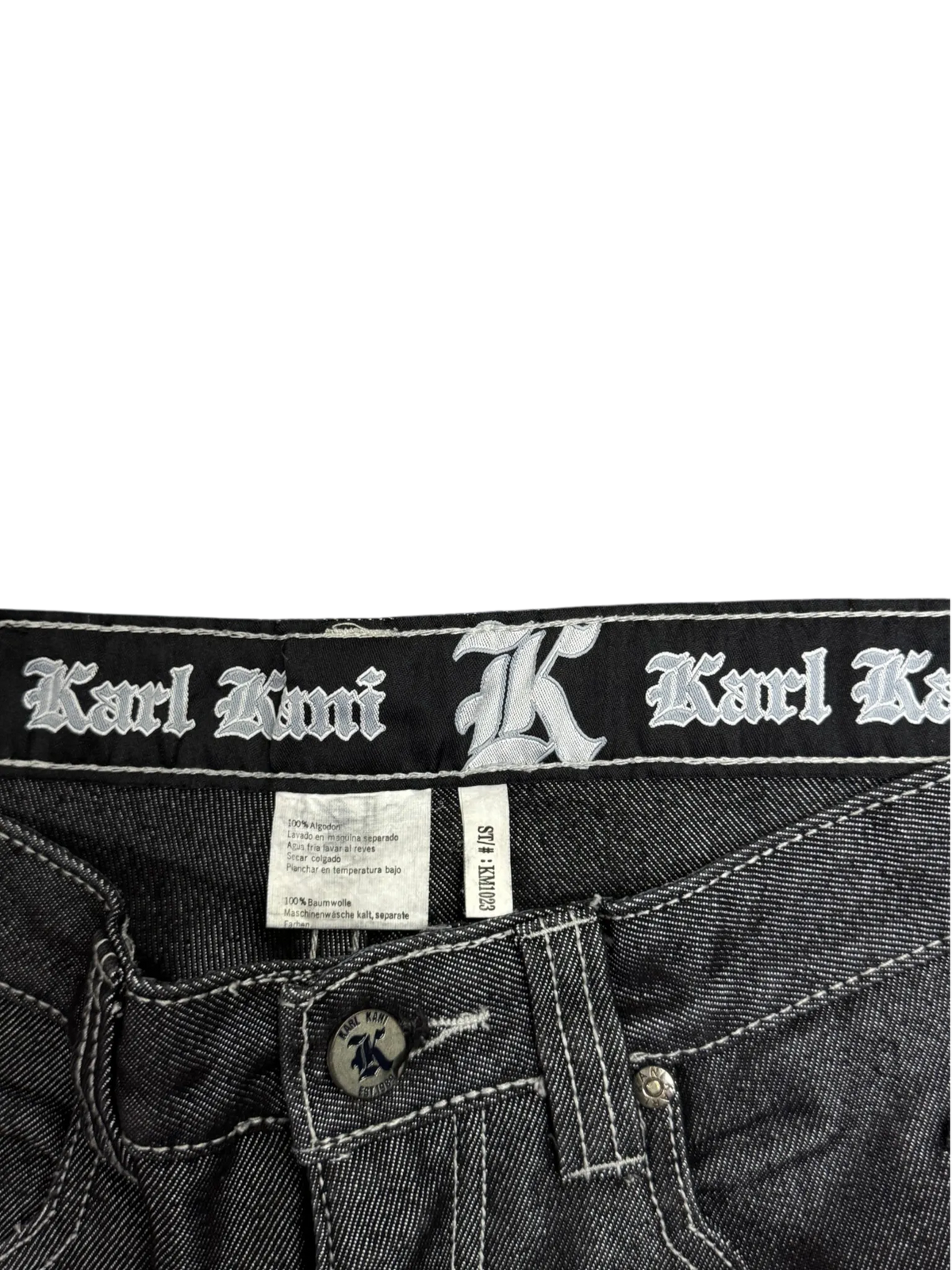 [V1057] Vintage y2k Karl Kani silberne shiny baggy jeans (Compton)