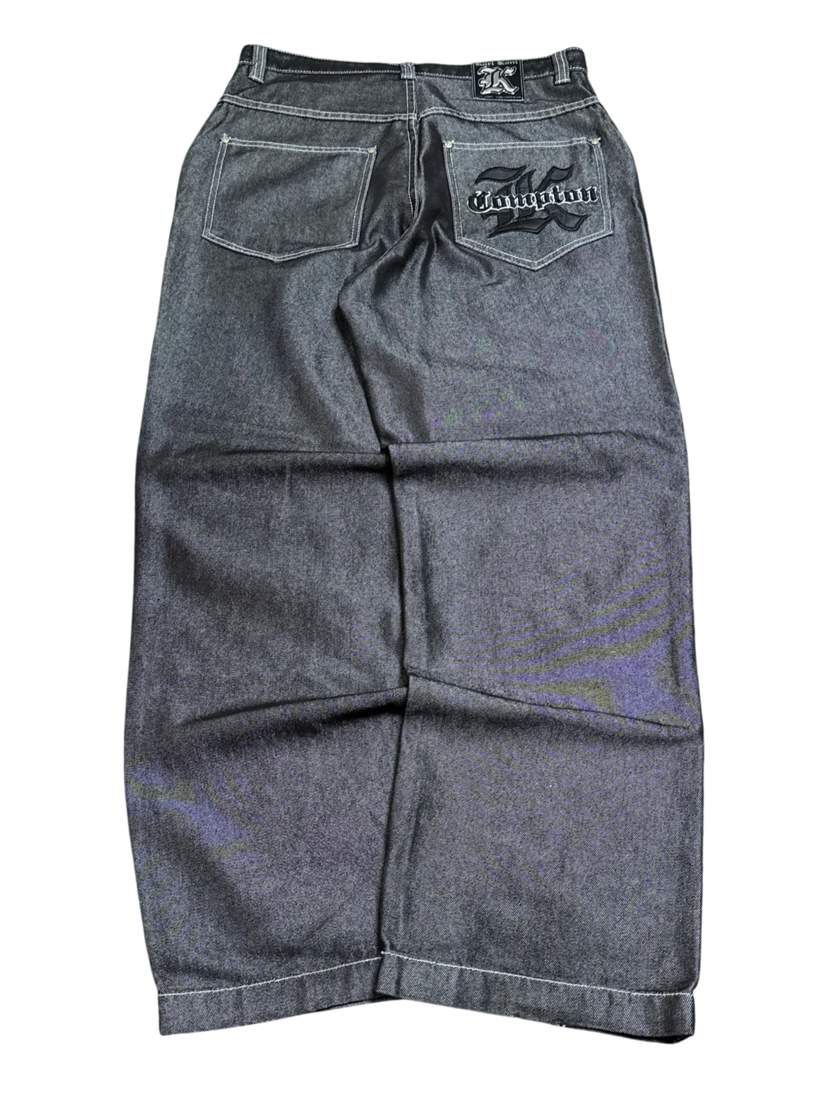 [V1057] Vintage y2k Karl Kani silberne shiny baggy jeans (Compton)