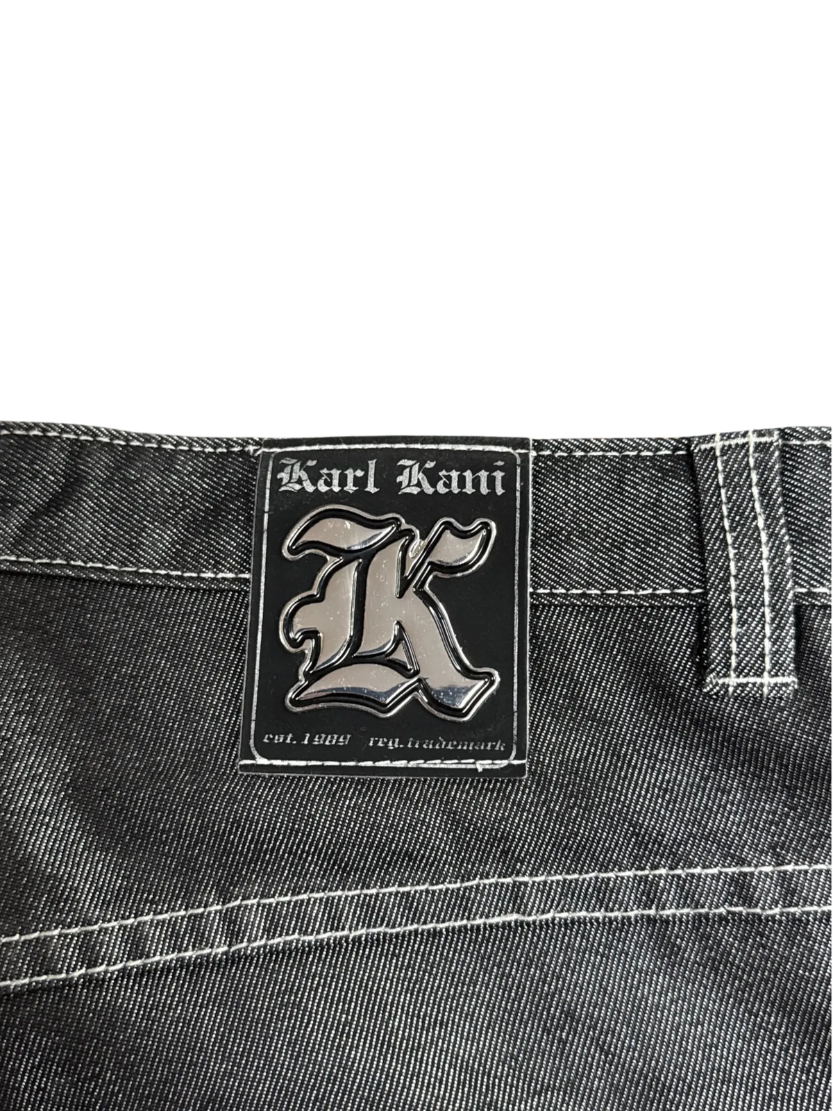 [V1057] Vintage y2k Karl Kani silberne shiny baggy jeans (Compton)