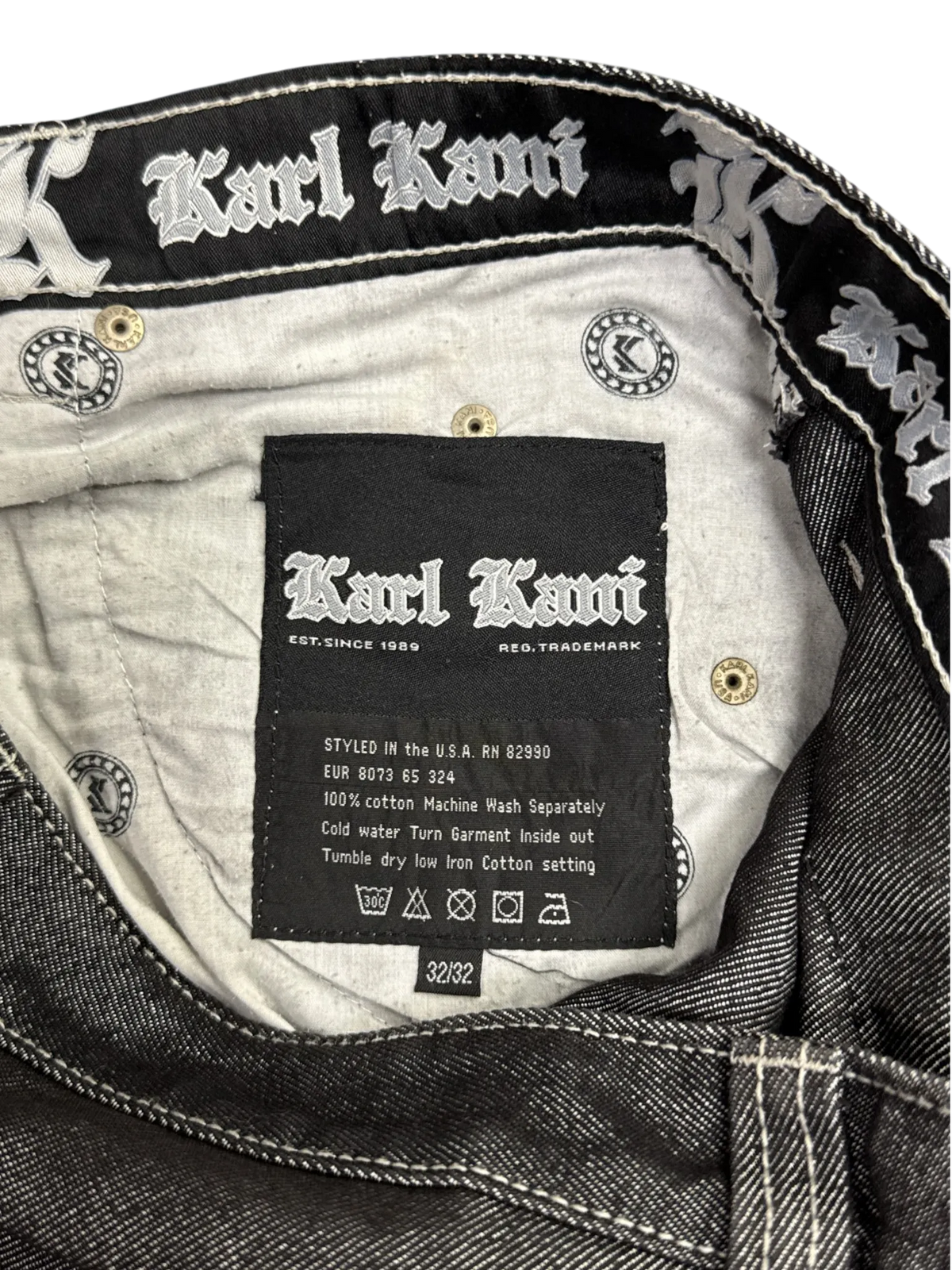 [V1057] Vintage y2k Karl Kani silberne shiny baggy jeans (Compton)