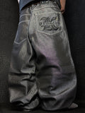 [V1057] Vintage y2k Karl Kani silberne shiny baggy jeans (Compton)