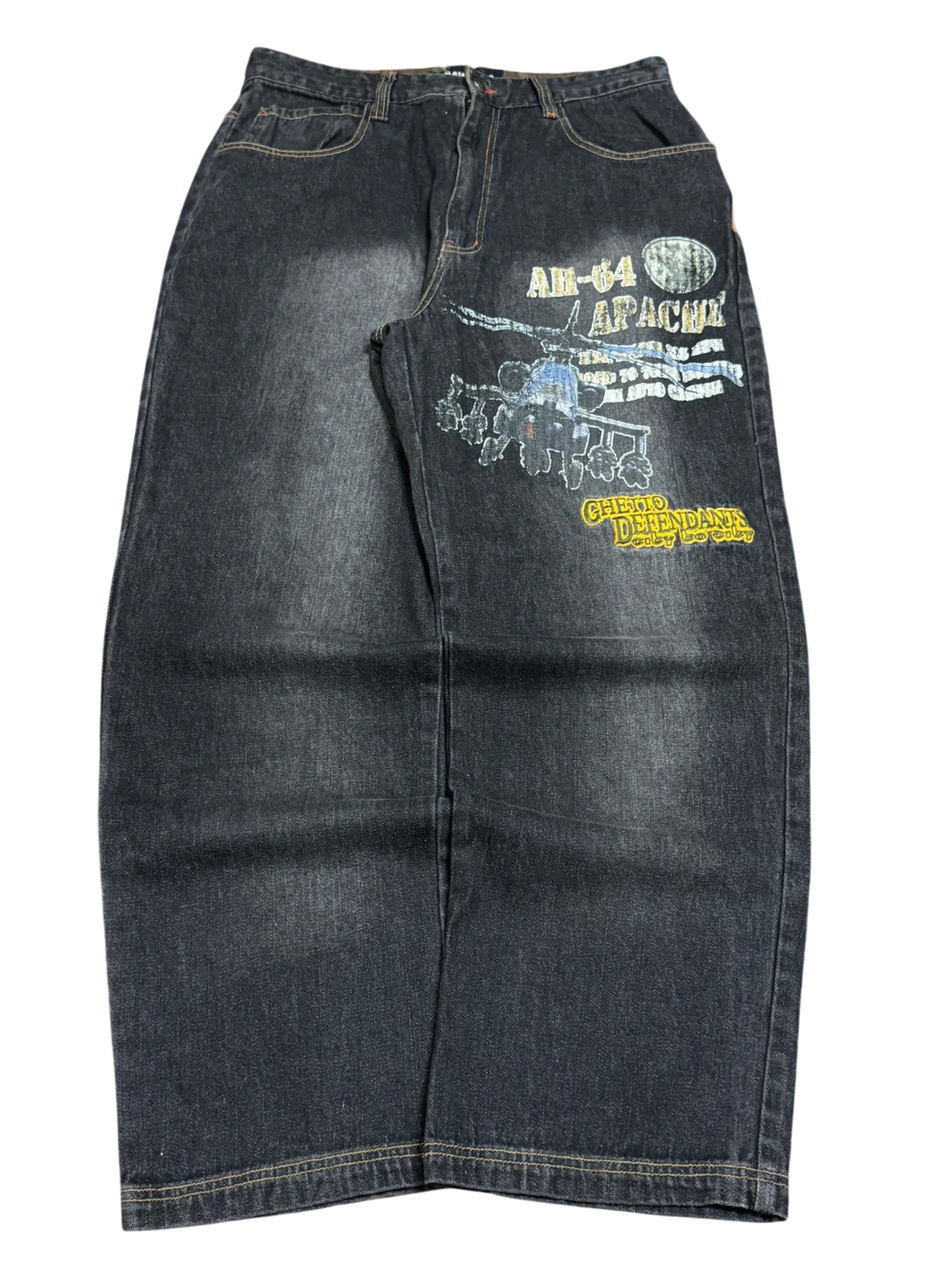 [V1062] Vintage y2k Raw Blue schwarze baggy jeans (Ghetto Defendants)
