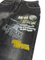 [V1062] Vintage y2k Raw Blue schwarze baggy jeans (Ghetto Defendants)