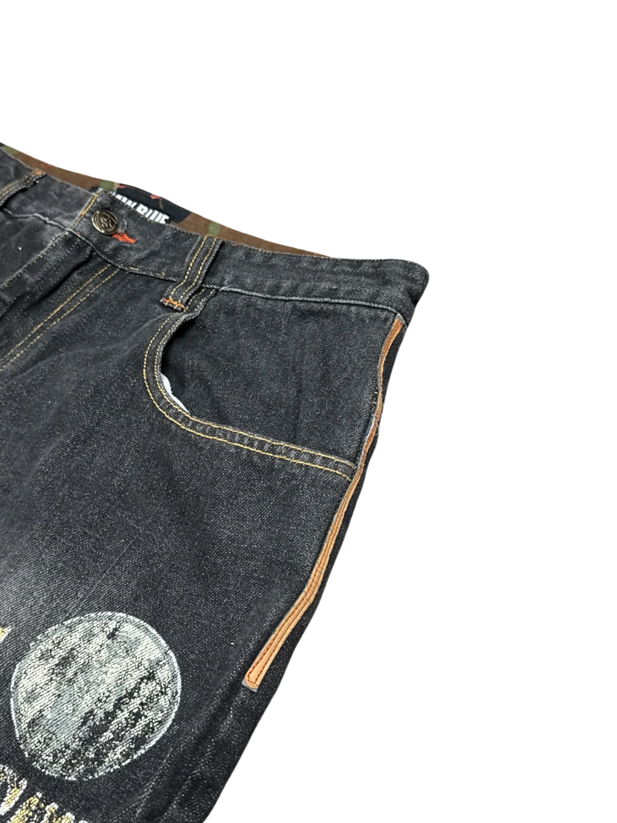 [V1062] Vintage y2k Raw Blue schwarze baggy jeans (Ghetto Defendants)