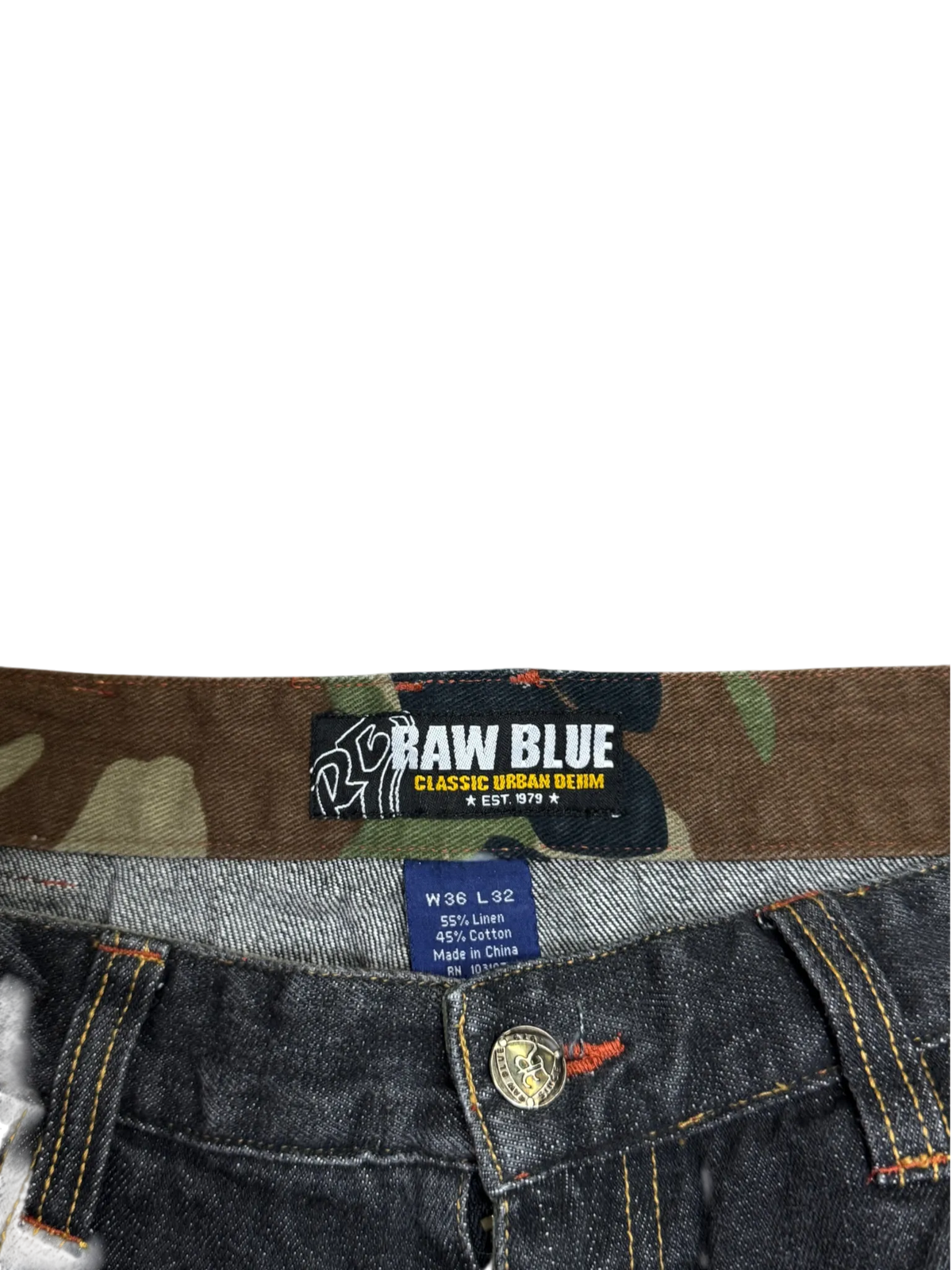 [V1062] Vintage y2k Raw Blue schwarze baggy jeans (Ghetto Defendants)