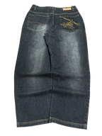 [V1062] Vintage y2k Raw Blue schwarze baggy jeans (Ghetto Defendants)