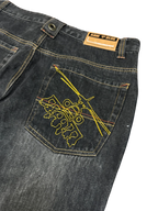 [V1062] Vintage y2k Raw Blue schwarze baggy jeans (Ghetto Defendants)
