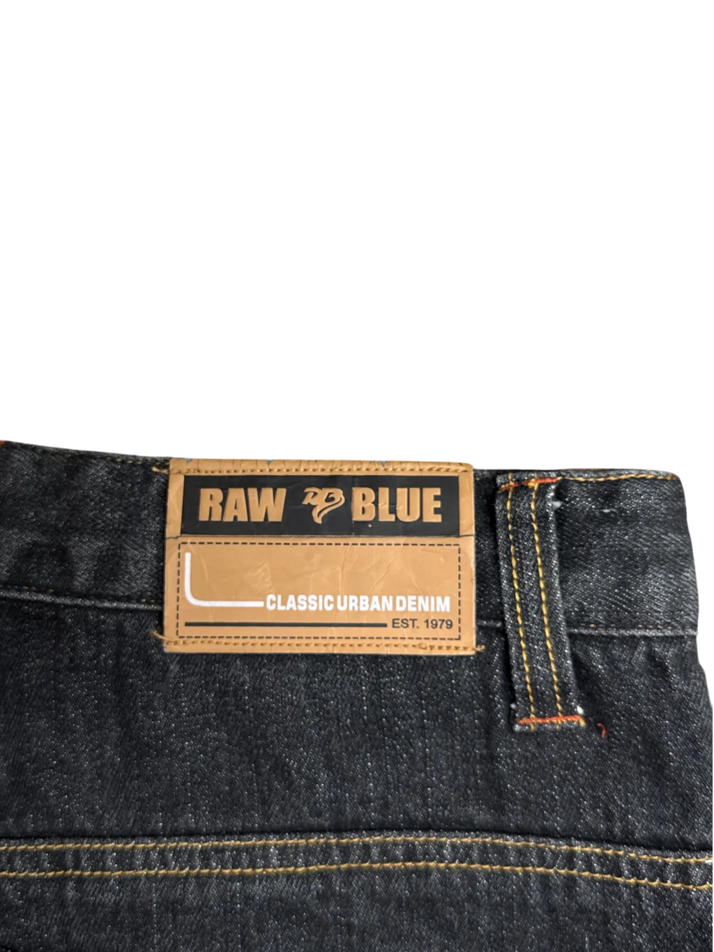 [V1062] Vintage y2k Raw Blue schwarze baggy jeans (Ghetto Defendants)