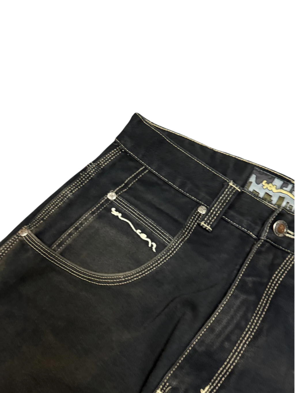 [V1064de] Vintage y2k Sancezz schwarze baggy jeans