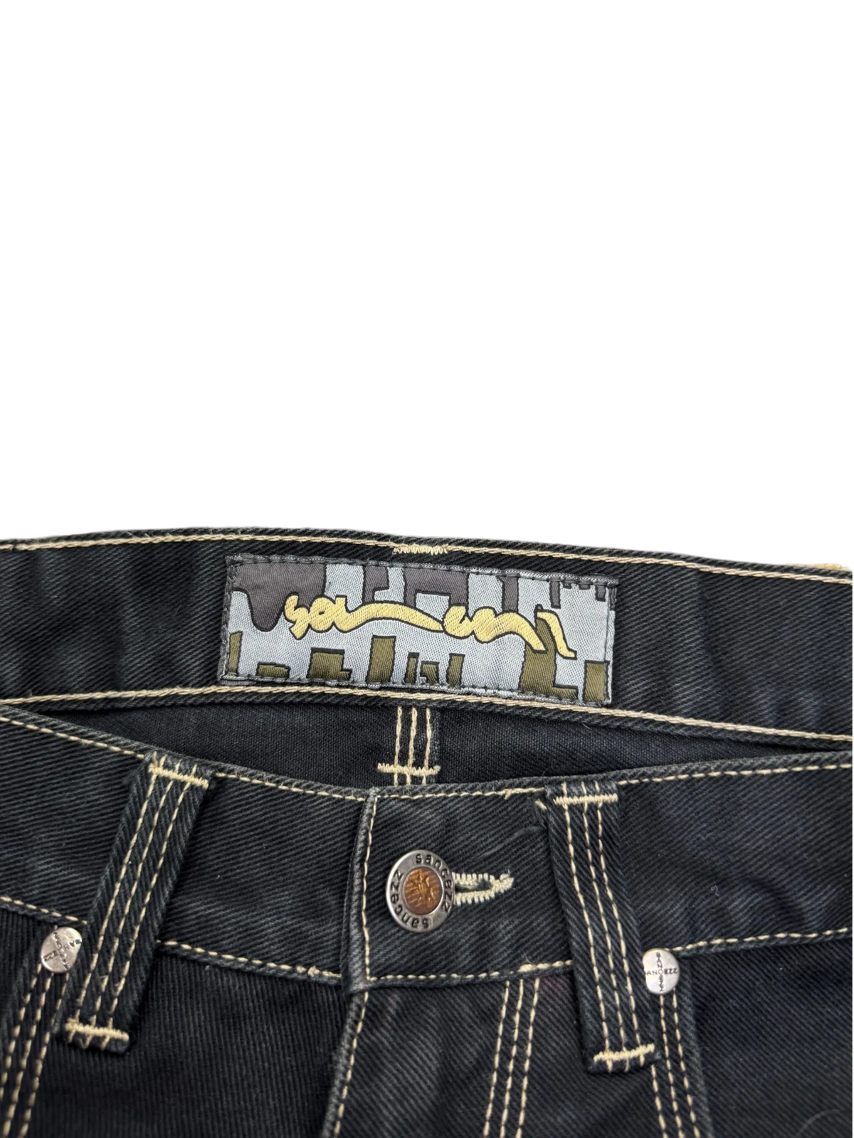 [V1064de] Vintage y2k Sancezz schwarze baggy jeans