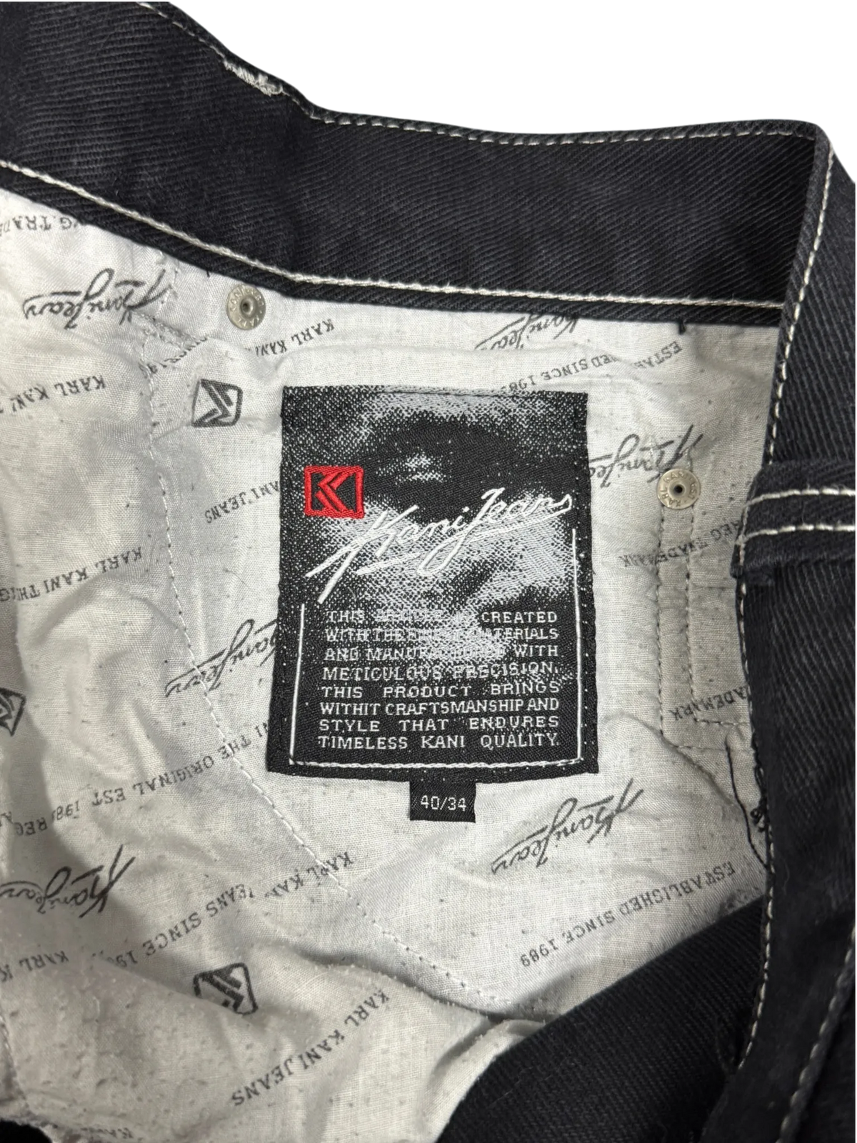 [V1065] Vintage y2k Karl Kani schwarze baggy jeans