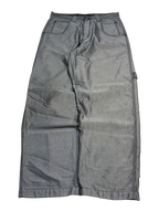 [V1076de] Vintage y2k John John silberne baggy jeans (Shiny)