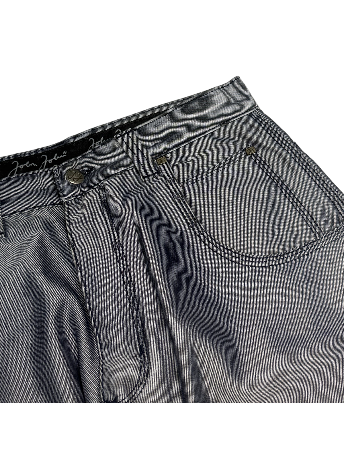 [V1076de] Vintage y2k John John silberne baggy jeans (Shiny)