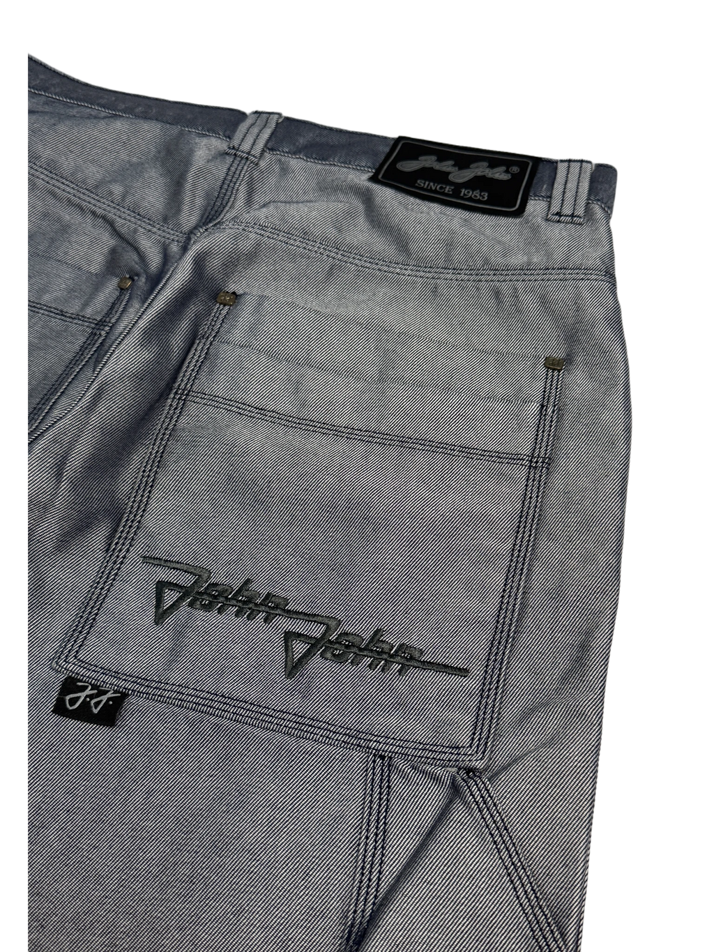 [V1076de] Vintage y2k John John silberne baggy jeans (Shiny)