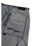 [V1076de] Vintage y2k John John silberne baggy jeans (Shiny)