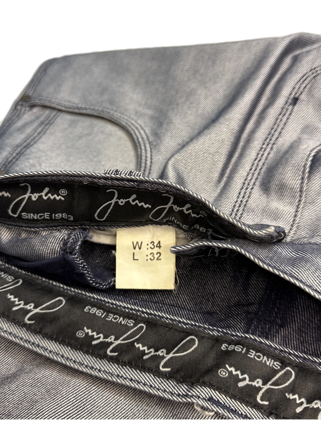 [V1076de] Vintage y2k John John silberne baggy jeans (Shiny)