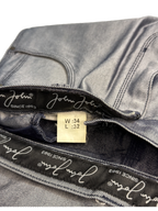 [V1076de] Vintage y2k John John silberne baggy jeans (Shiny)