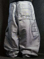 [V1076de] Vintage y2k John John silberne baggy jeans (Shiny)