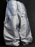 [V1076de] Vintage y2k John John silberne baggy jeans (Shiny)
