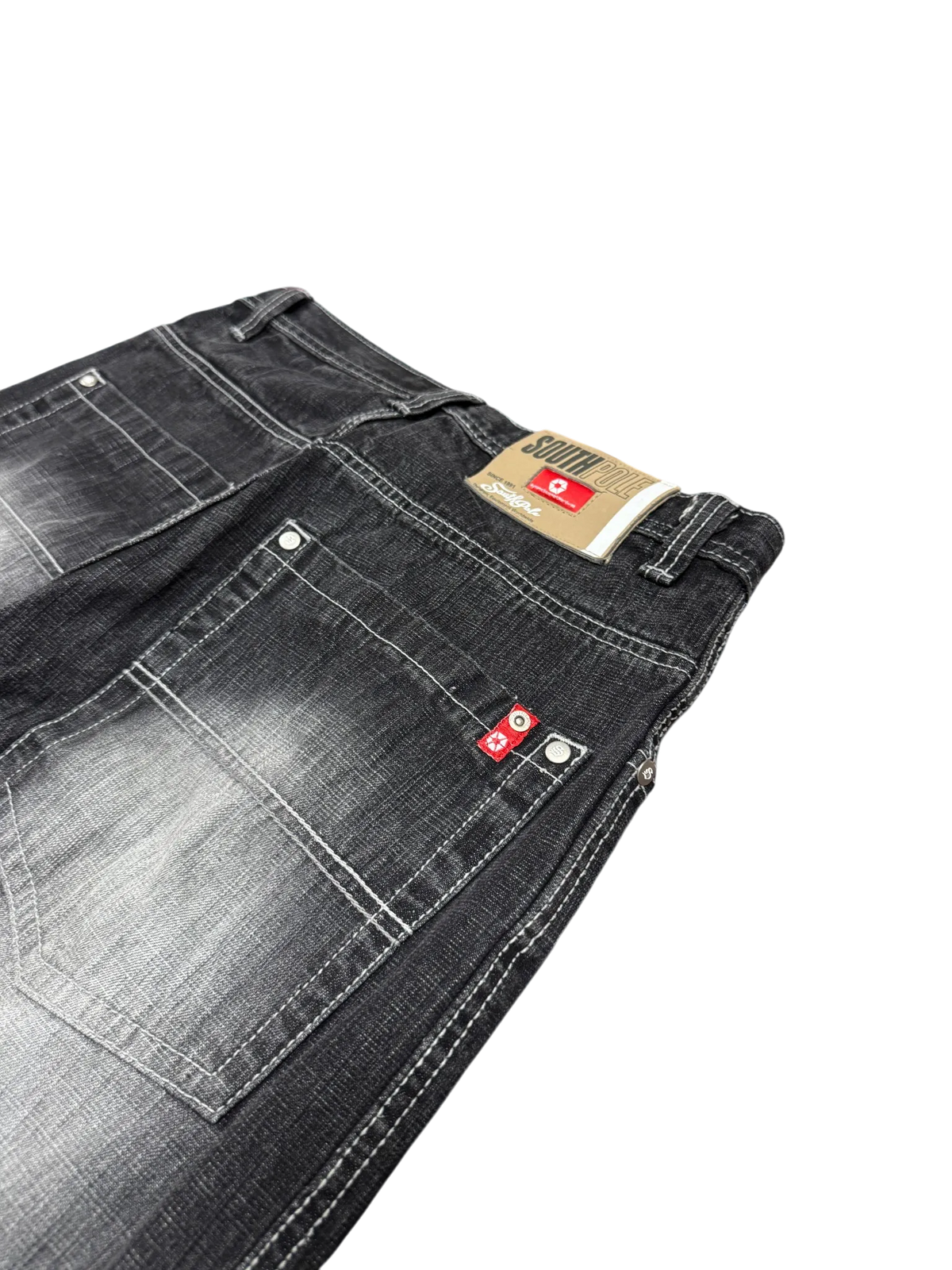 [V1078de] Vintage y2k Southpole schwarze baggy jeans (Red Tab)