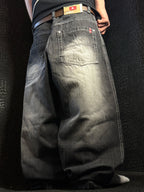 [V1078de] Vintage y2k Southpole schwarze baggy jeans (Red Tab)