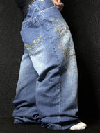 [V1079] Vintage y2k 3R streetwear blaue baggy jeans