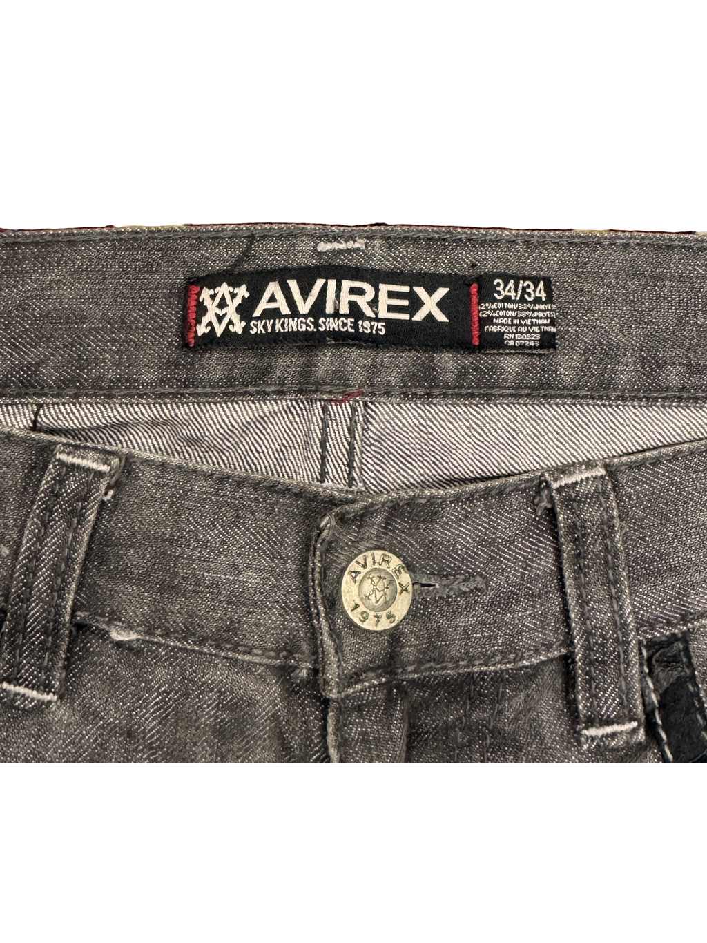 [V1087] Vintage y2k Avirex graue straight jeans